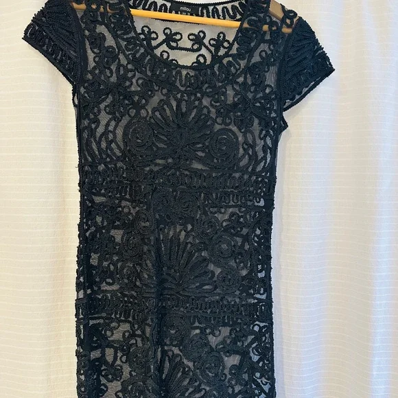 knee length dresses for ladies Sheer Lace Layering Dress in Mocha Medium main image 1